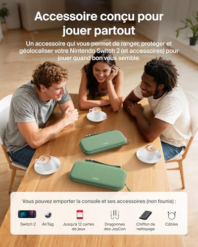 Belkin Gaming Pochette pour Nintendo Switch 2 avec Poche AirTag - Vert