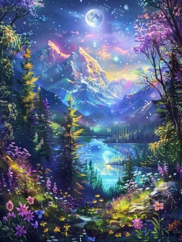 Diamond Painting Lune 5D en grand format 80x110cm avec kit de broderie diamant complet