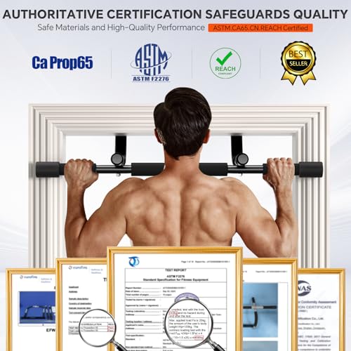 Image of Ally Peaks Pull Up Bar for Doorway | Thickened Steel Max Limit 440 lbs Upper Body Fitness Workout Bar| Multi-Grip Strength for Doorway | Indoor Chin-Up Bar Fitness Trainer for Home Gym Portable