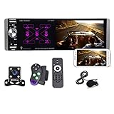 Single Din Car Stereo 4.1 Inch HD Touch Screen with Bluetooth AI Voice Assistant Mirror Link FM/AM Car MP5 Player AUX-in/USB Car Radio Receiver with Backup Camera, Remote Control, External Microphone