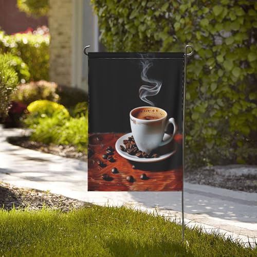 Drapeau de jardin café double face en polyester premium résistant aux intempéries