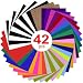 HTV Heat Transfer Vinyl Bundle : 42 Pack 12" x 10" Sheets Iron on Vinyl，27 Assorted Colors Heat Transfer Vinyl for DIY Iron on Fabrics T-Shirts Heat Press Machine or Silhouette Cameo
