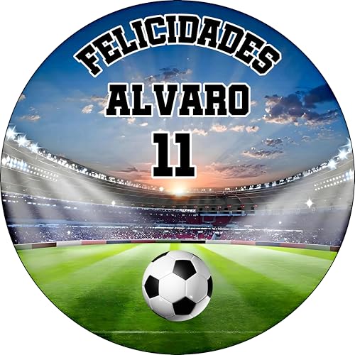 MDA Foto Comestible, OBLEA o Papel de AZÚCAR, FÚTBOL, ELIJA SU EQUIPO HAGA click en 'Personalizar ahora', Personalizada Foto con Nombre, Edad y Texto, para Tartas y Magladenas de Cumpleaños. Disco 3