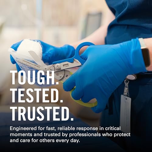 Image of LEATHERMAN, Raptor Rescue, 6-in-1 Heavy-Duty Emergency /Trauma Shears with Carbide Glass Breaker & Strap Cutter, Made in the USA, Utility Sheath Included, Blue /Yellow, With Utility Holster