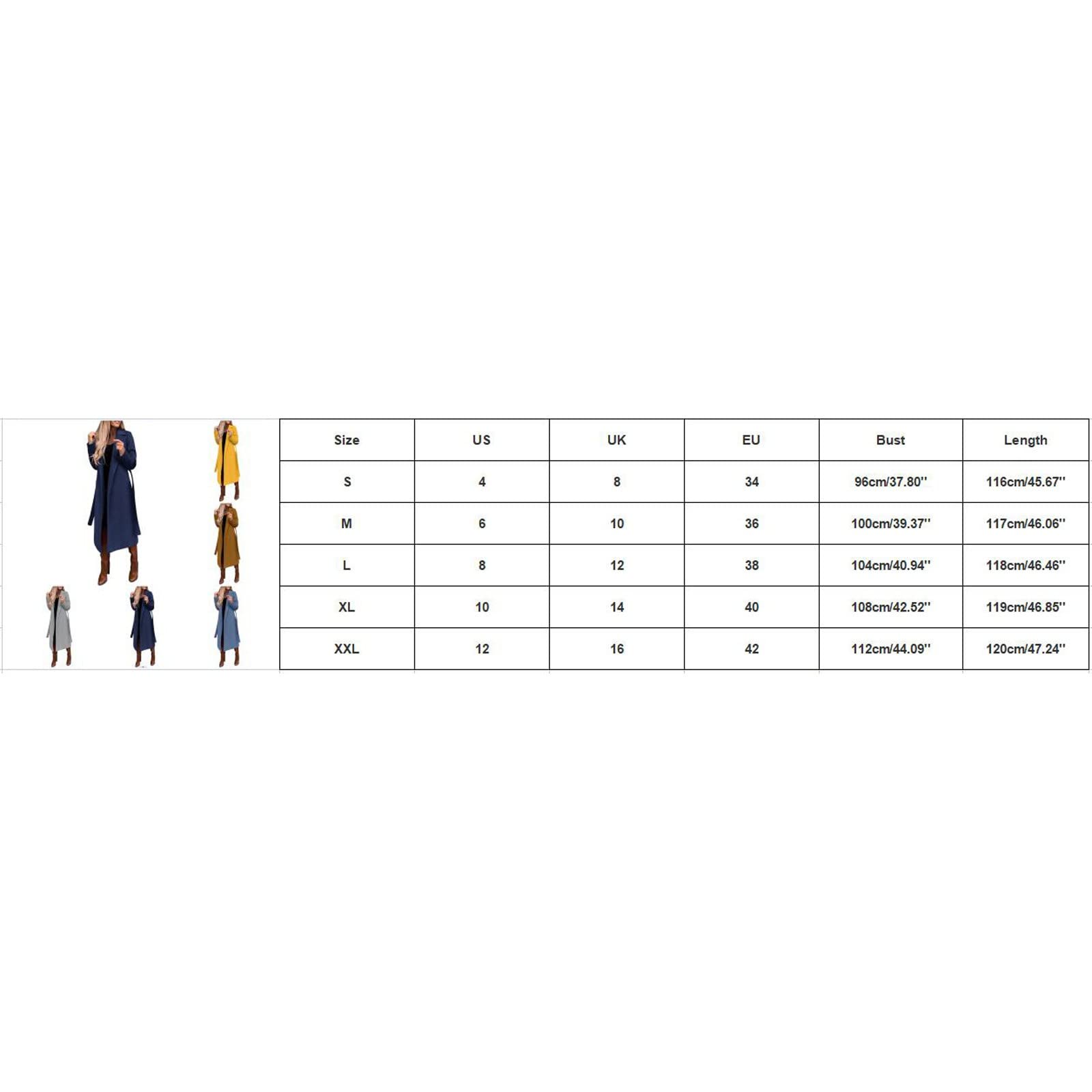 Manteau classique pour femme avec col à revers ouvert sur le devant - Veste longue pour l'automne et l'hiver - Couleur unie - Trench chaud pour femme