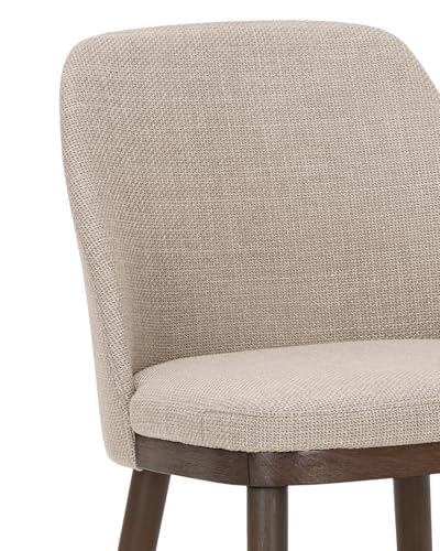 Image of Upholstered Dining Chairs Set of 6 - Modern Dining Room Chairs, Mid-Back Restaurant Kitchen Chairs with Wooden Legs, Camel