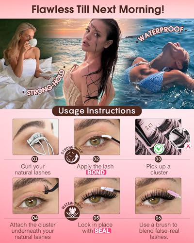Image of Wispy Manga Lash Clusters Kit Natural Eyelash Clusters Kit Fairy Cluster Eyelash Extensions Anime Individual Lashes C Curl Lash Extension Kit Waterproof DIY Eye Lashes Cluster Glue