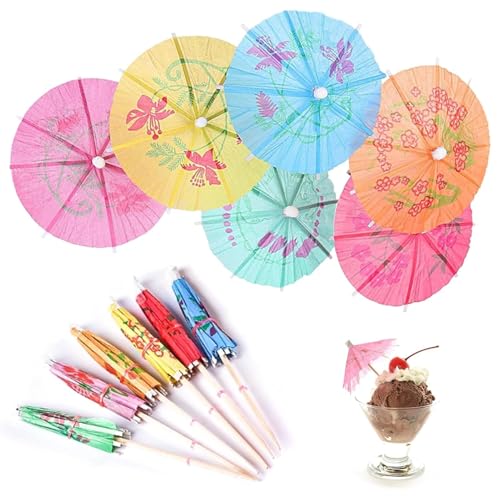 Image of DNY 25 Pcs Cocktail Umbrellas for Drinks - Colorful Paper Parasols for Party Decorations, Tiki Bar, Luau, Summer, Beach, Hawaiian Theme, Birthdays, and Tropical Cocktails