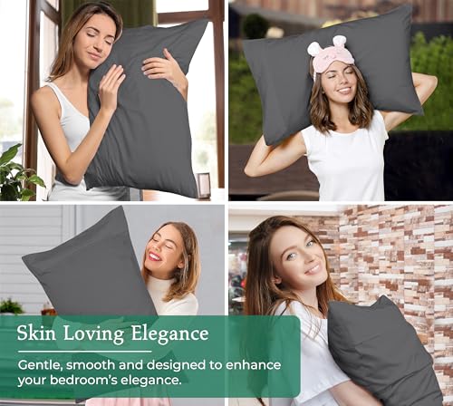 Image of Royale Linens Grey Pillowcase Set of 12 - Queen 20 inchx30 inch Bed Pillow Cover - 1800 Brushed Microfiber - Wrinkle & Fade Resistant - Bulk Pillow Cases - Hotel Quality Pillowcase 12 Pack (Queen, Grey)