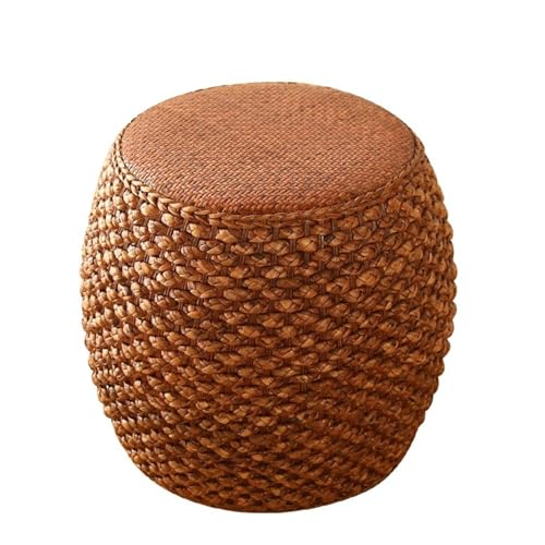 Taburete de bambú tejido a mano, marco de madera maciza, cómodo asiento pequeño para sala de estar, dormitorio o balcón, taburete de jardín duradero para exteriores