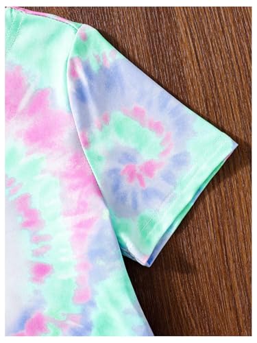 Image of WDIRARA Girl's Tie Dye Heart Graphic T Shirt Asymmetrical Short Sleeve Shirts Tee Crop Tops