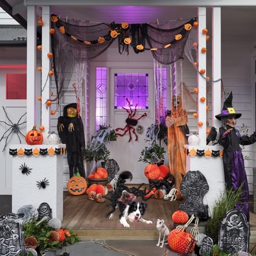 VireEyU Halloween-Spinnenkostüm Für Hunde Und Katzen, Realistisches Tierkostüm Mit Künstlichen Spinnenbeinen, Ideal Für Mittelgroße Und Kleine Hunde, Perfekt Für Halloween-Party Und Karneval（L）