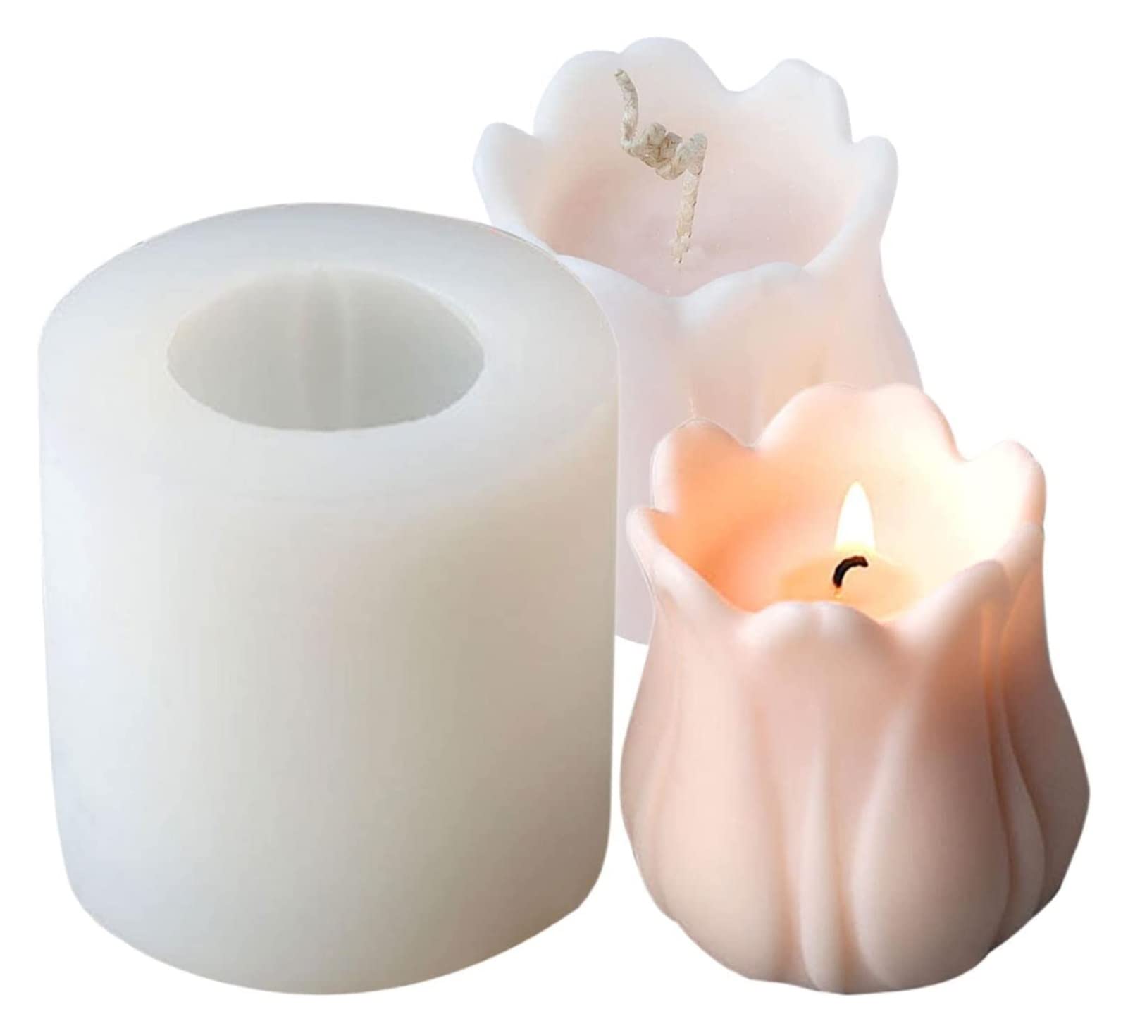 Kit de fabricación de moldes DIY Suministros Molde de silicona de flor de tulipán 3D - Molde de vela de silicona Molde de jabón 3D hecho a mano | Moldes de silicona en forma de flor Fondant molde for