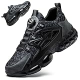 [TimGross] 安全靴 作業靴 メンズ ダイヤル式 鋼先芯 おしゃれ セーフティーシューズ 鋼先芯 耐滑 通気性 軽量 クッション あんぜん靴 678/ブラック/39