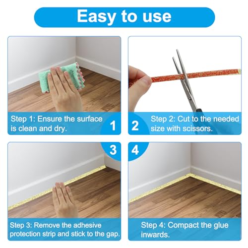 PATIKIL Caulking Trim Strip, 16.5 Ft Corner Peel and Stick Wall Molding Edging Waterproof Self-Adhesive Trim Caulk Strip for Ceiling Countertop Toilet Tile Tub, Black by PATIKIL - Used condition - Image 4