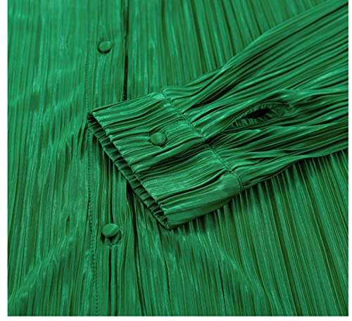 Rmasyea Womens 2 Pieces Casual Pleated Outfits Set Loungewear Y2K Long Sleeves Wide Leg Pants Pajamas Streetwear (Green, Xl) #TOP3