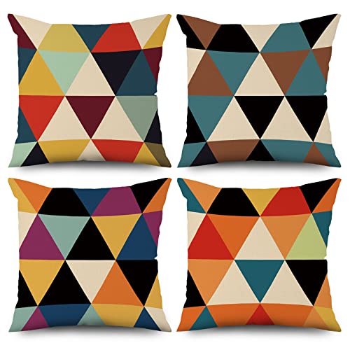 Vie Savaran 4 Pcs/Set Geometry Throw Pillow Covers Spring Colorful