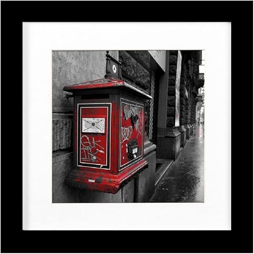 BOJIN marca para foto cuadrado de madera negra 8x8 pulgadas, cuadro para fotos para colgar tabla superior con tapete, Madera, Negro, negro