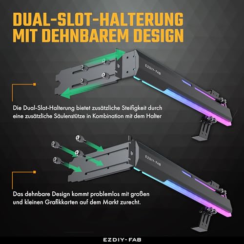 EZDIY-FAB Soporte ARGB GPU de 5 V para tarjetas gráficas, soporte para tarjetas de video, estructura extensible, soporte para tarjetas de video/soporte RX7990XTX, RTX4090-negro - imagen 4
