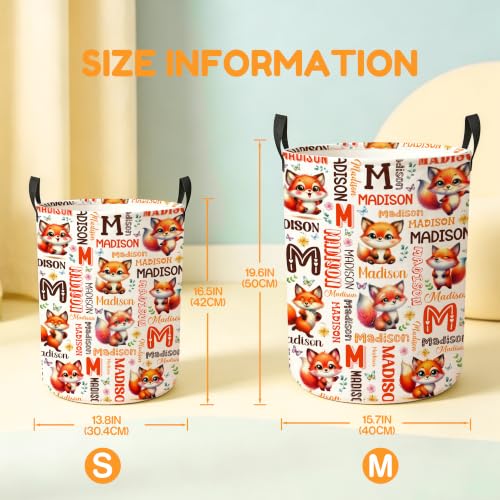 Image of Custom Fox Laundry Hamper, Personalized Laundry Basket with Name, Customized Dirty Clothes Basket for Clothes Toy Bathroom Bedroom Storage,S-16.5 inchX 13.8 inch