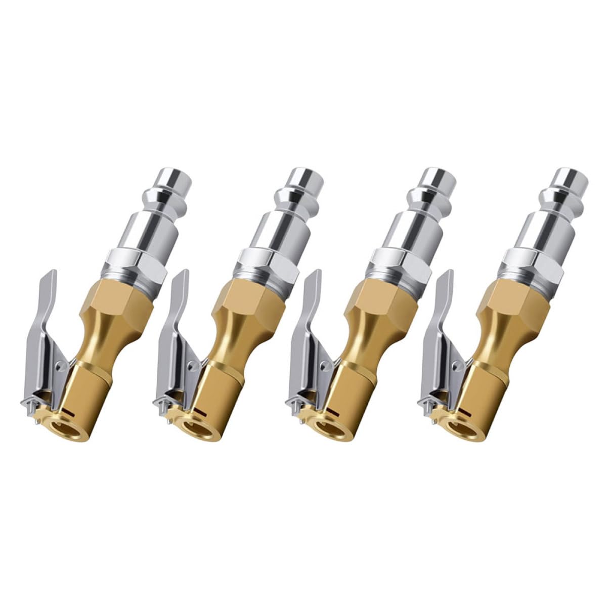 MUCKLILY 4pcs Heavy Duty Locking Tire Air Chuck with Clip Quick Connect Inflator Adapter for Car Tires Portable Inflator Nozzle for Air Compressor Accessories