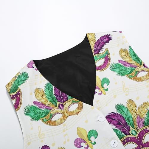 Image of yolsun Men's Mardi Gras Vest 3D-Print Festival Party Holiday Waistcoats Mardi Gras Outfit