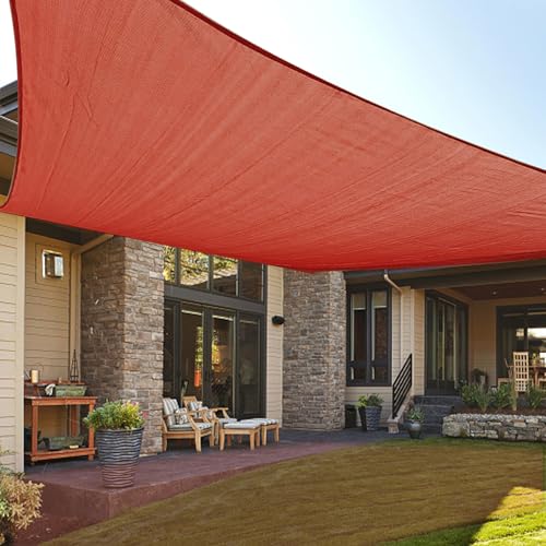 LOVE STORY 20 x 20 Sun Shade Sail Large Rectangle Sunshade UV Block Patio Shade Sail for Garden Backyard Terra Red