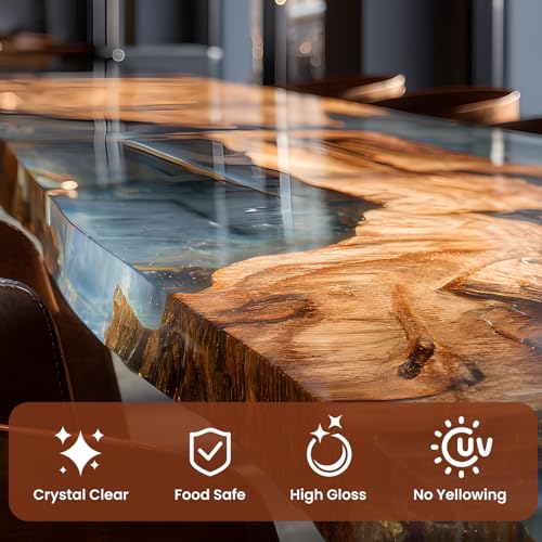 Table Top Epoxy Resin, Crystal Clear Resin Epoxy Kit 1 Gallon Kit with UV Resistant, High Gloss, Food Safe, Easy 1:1 Ratio for Table Tops, Woodworking, Bar and Surface Coating - Image 3