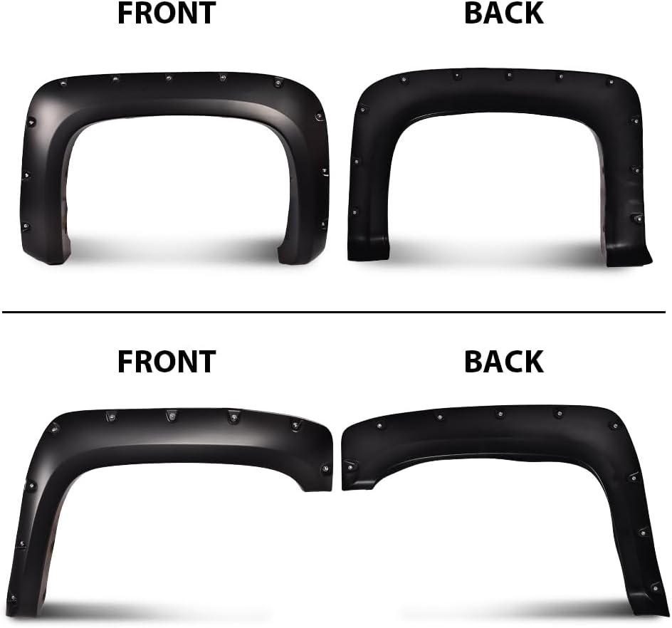 ANDPLAY Pocket Rivet Fender Flares Compatible with Chevy Silverado 1500 2007-2013 Fit Chevy Silverado 2500HD 3500HD 2007-2014 Fleetside New Body Style 78.0" / 97.6" bed length models Wheel Cover