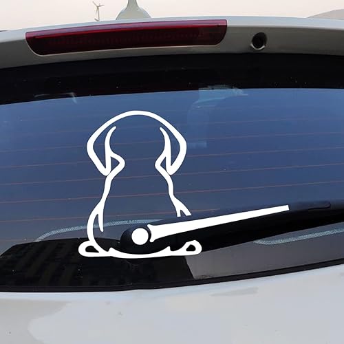 Miniatura 4 de Moioee 2 calcomanías para limpiaparabrisas trasero de perro de automóvil, diseño divertido de caricaturas para cachorros, diseño de cola en