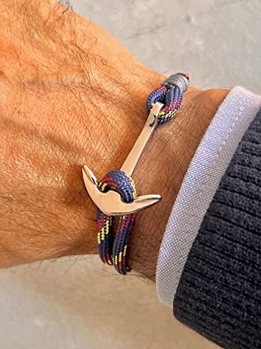 Sterling Silver Anchor Bracelet, Snake Knot Paracord Mens Bracelet, Marine, Sea, Nautical, Gift For Men, 925 Sterling Silver Bracelet, Gift For Men, Mens Jewelry, Color Bracelet #TOP1