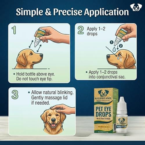 Pet Eye Drops – Vet-Formulated Dog Eye Infection Inflamation Treatment, Allergy Relief, Dry Eyes & Red Eye, Tear Stain Remover for Dogs, Cats, Cattle, Sheep, Horses – 5 mL 0.17 fl oz (1 Bottle)