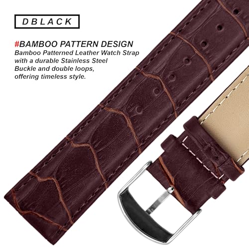 Image of DBLACK ''HIKRO'' Leather Watch Strap, Bamboo Design Full Padded Watch Belt / / For 18mm, 20mm, 22mm, 24mm, or 26mm Watch Band (Choose Your Size & Color)