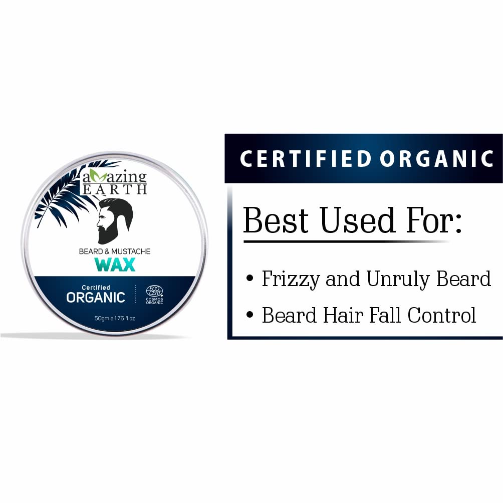 AMAzing EARTH Beard & Mustache Wax And Beard Oil Combo Certified Organic 4