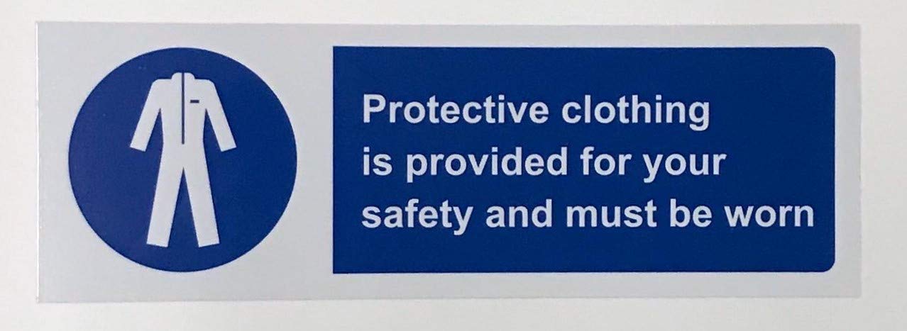 Mandatory signs Protective clothing must be worn Safety sign - 1.2mm Rigid plastic 300mm x 100mm