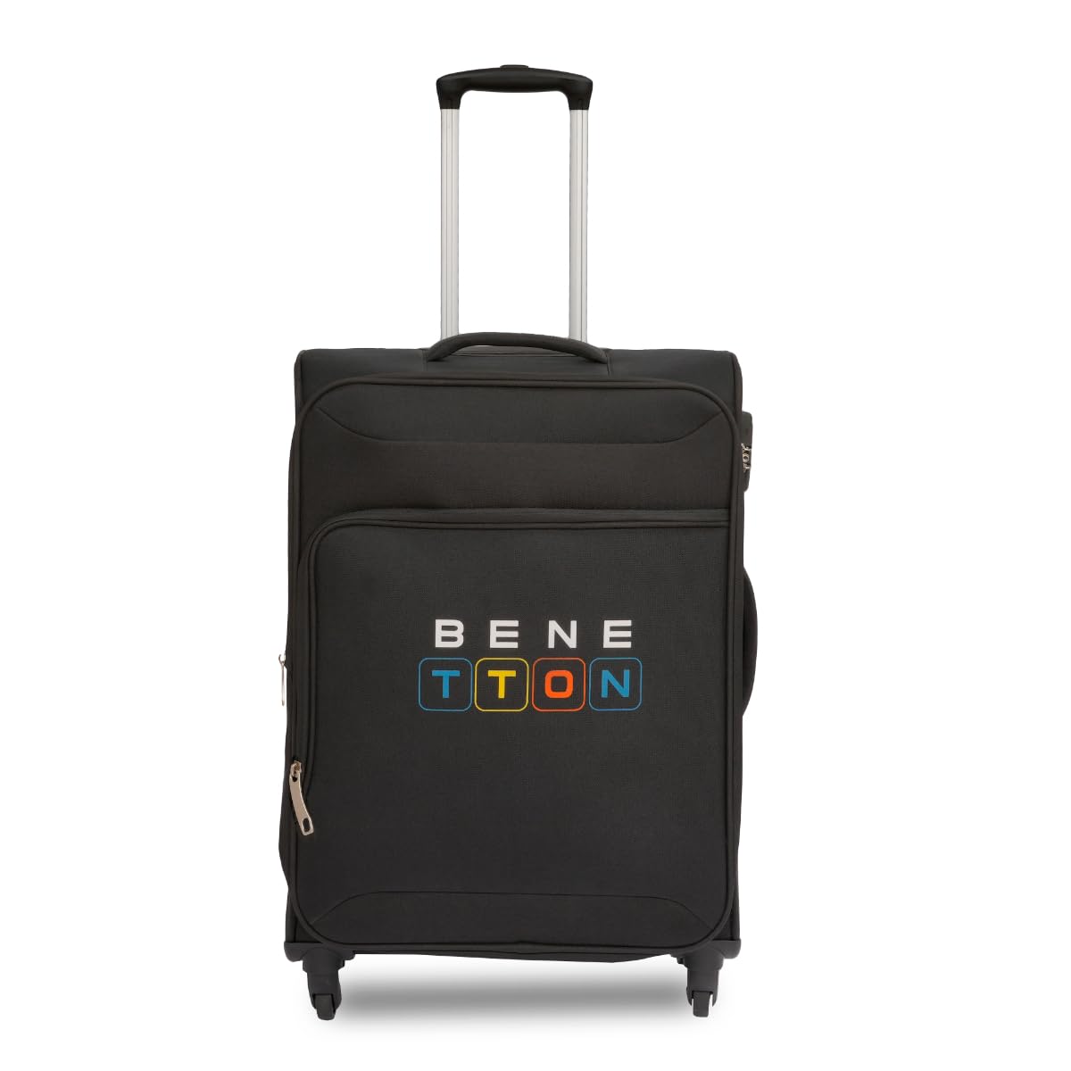 united colors of benetton Polyester Macau Unisex Soft 4 Wheels Spinner Luggage - Black, TSA Lock 68 CM Medium Trolley Bag-picture-31