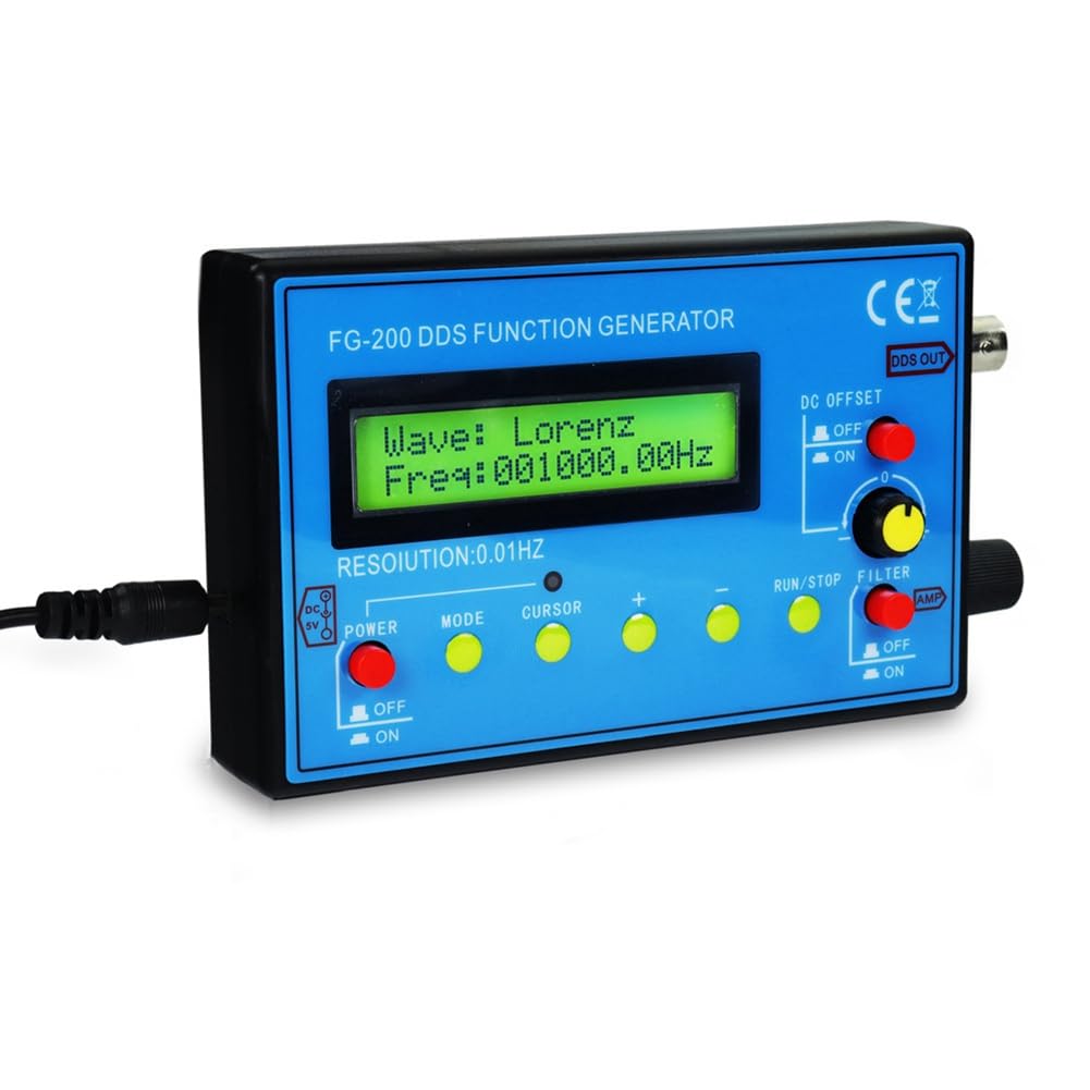 FG-200 DDS Fonction Générateur de Signal Compteur de Fréquence 0,01 Hz - 500 KHz Source de Signal Sinus + Carré + Forme D'Onde en Dents de Scie
