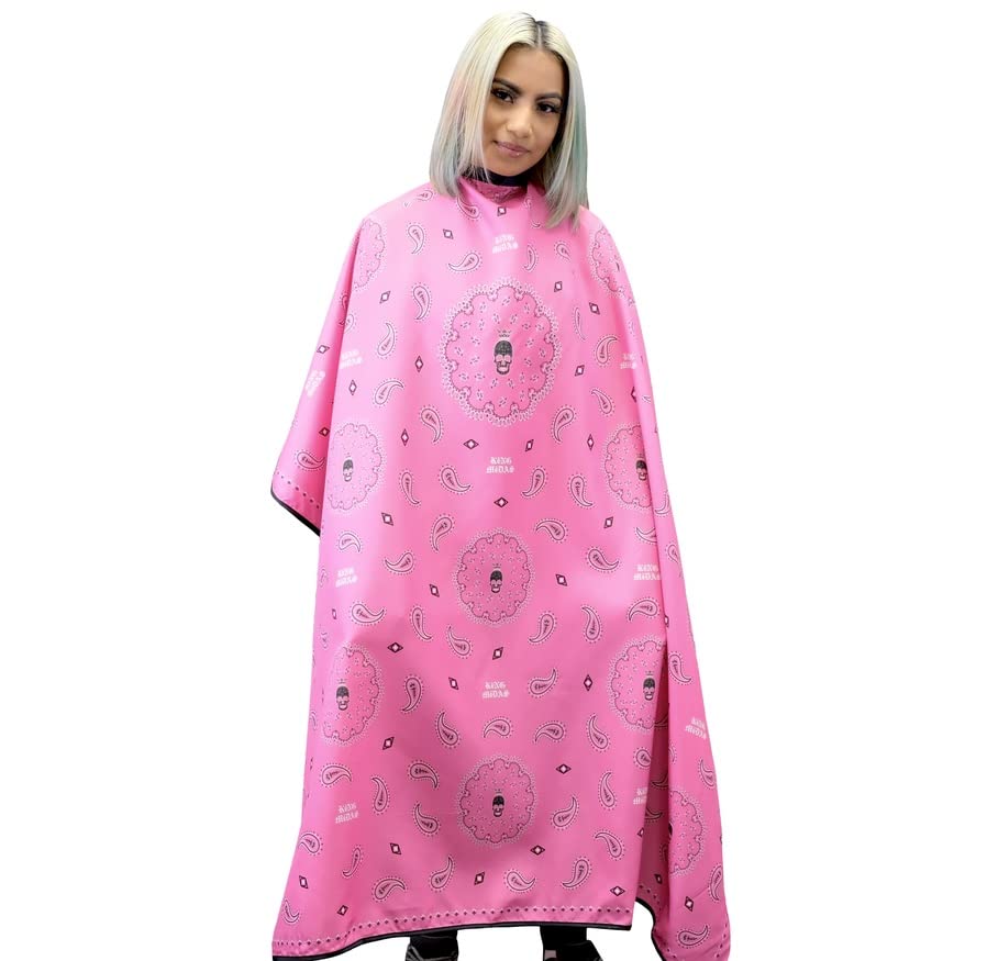 Pink Barber Cape Bandana Salon Cape Professional Hair Cutting Cape Large Size Water Hair Proof Snap Buttons