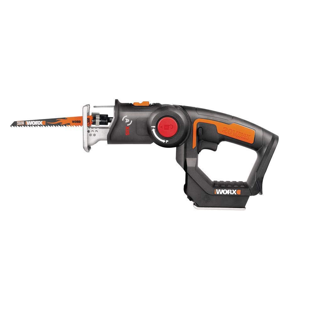 WORX Cordless Reciprocating Saw&Jigsaw, 20V ¾" 2-in-1 Saw, ¾" Stroke Length, 2-in-1 functions, 4 Blades for Different Materials, Compact&Lightweight Design, Tool Only, PowerShare