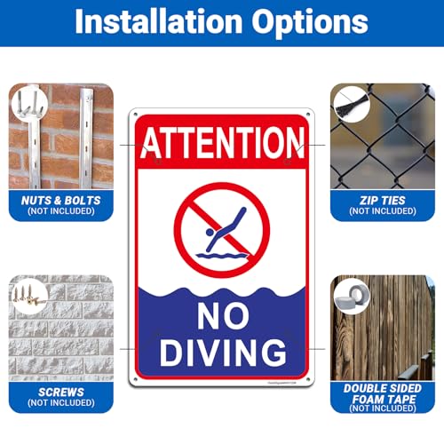 Señal No Bucear para Piscina 12x8 Pulgadas miniatura 4