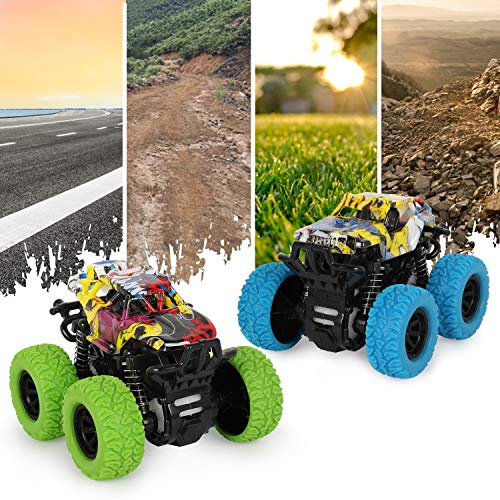 Shayson 2 Stück Monster Truck Spielzeugauto ab 3 4 5 6 2 Jahren, Aufziehauto, Reibungsbetriebene Rennwagen LKW… – Bild 6