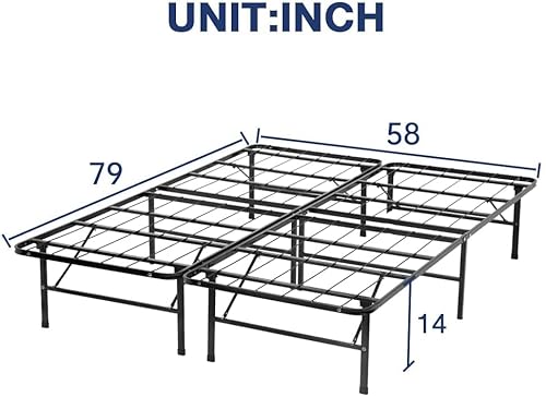 Queen Bed Frame Metal Platform Bed Frame Queen Size 14 Inch Mattress Foundation Box Spring Replacement Heavy Duty Steel Slat Noise-Free Easy Assembly,Black #TOP2