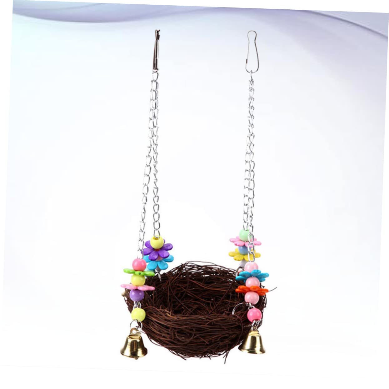 2 Piezas Columpio de pájaro Juguete cacatúa pequeños Productos para Mascotas de Madera Columpio de Loro de Moda Columpio de ratán Rota el Columpio Suministros para Aves Bambú