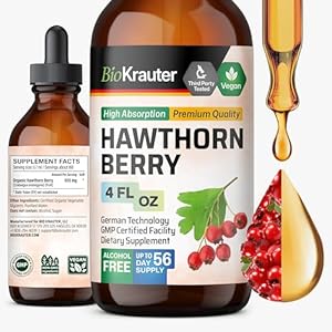 BIO KRAUTER Hawthorn Berry Extract Tincture – Natural Hawthorne Berry Supplement – 100% Pure Formula – Vegan Sugar & Alcohol Free – 4 Fl. Oz. – 56 Day of Supply