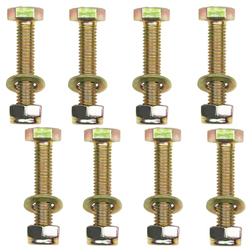 Image of M8 x 40mm Hex Head Bolt by Color Galvanization with Nylon Lock nut and Flat Washer Assortment Kit,Alloy Steel,Grade 8.8.(8pcs Pack)