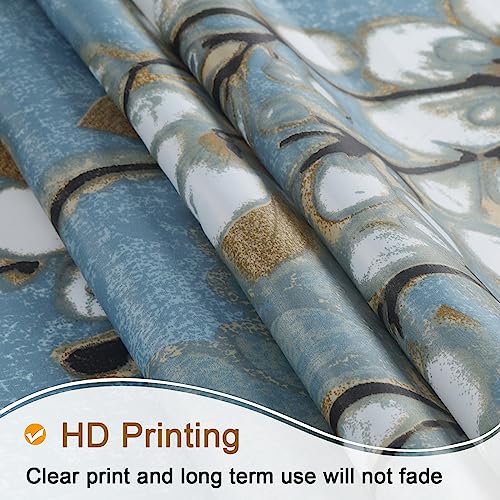 BESTRIPES Fabric Floral Shower Curtain, Blue Brown Plant Flower Shower Curtains for Bathroom, Decorative Waterproof Bathroom Curtains, 62" W x 72" H by BESTRIPES - Used condition - Image 3
