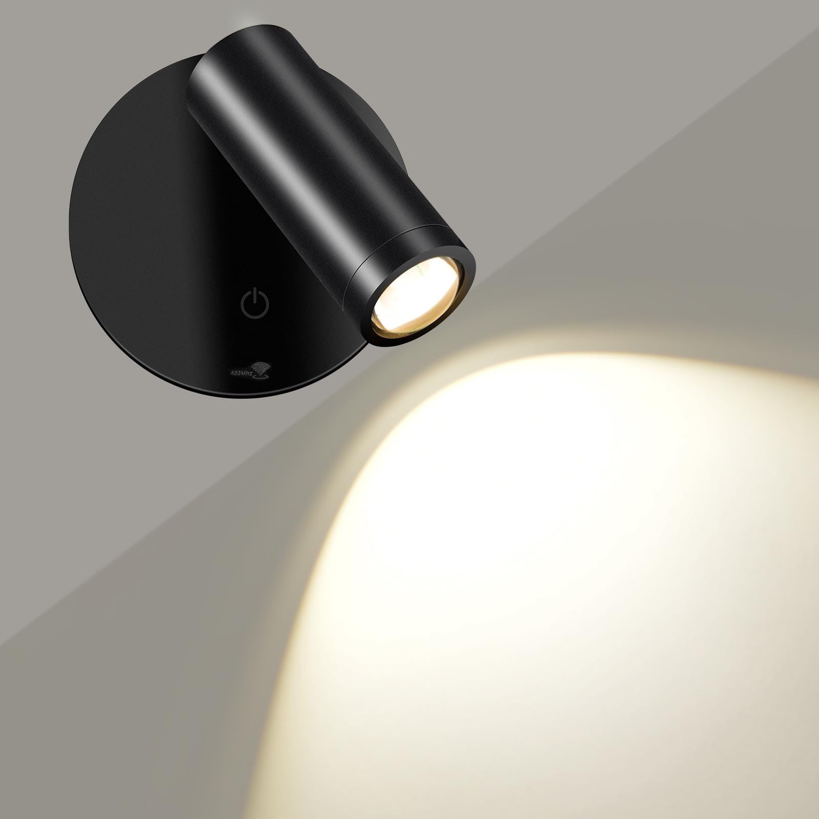 SMY Lighting Lampa ścienna LED do wnętrz, punktowa bezprzewodowa z akumulatorem, 3 temperatury barwowe, funkcja timera, dotykowa i pilot zdalnego sterowania, możliwość ściemniania, reflektor do