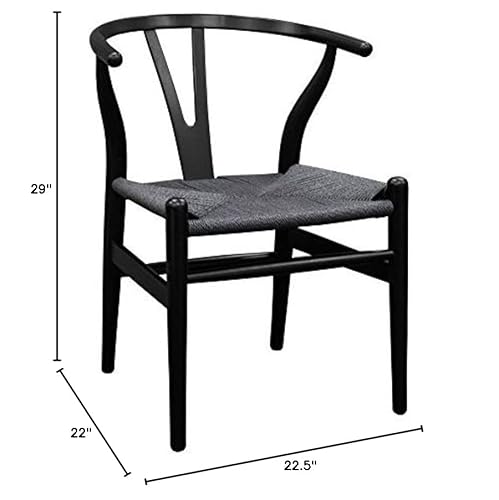 Mod Made Mid Century Modern W Wood Dining Chair Accent Chair, Black Frame Black Rattan #TOP4