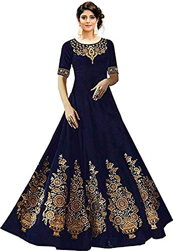 Marutinandan nx Womens Georgette Heavy Embroidered Semi Stitched Anarkali Gown
