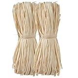 Qyueyue Natural Raffia Paper Ribbon- 2PCS Raffia Straw for Crafts Straw Weaving or Bouquets Decoration,Wrapping Christmas,Birthday Raffia Grass Gift Wrap Ribbon